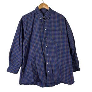 Vintage Gitman Bros Plaid Button Down Shirt Mens XL Blue 100% Cotton Retro